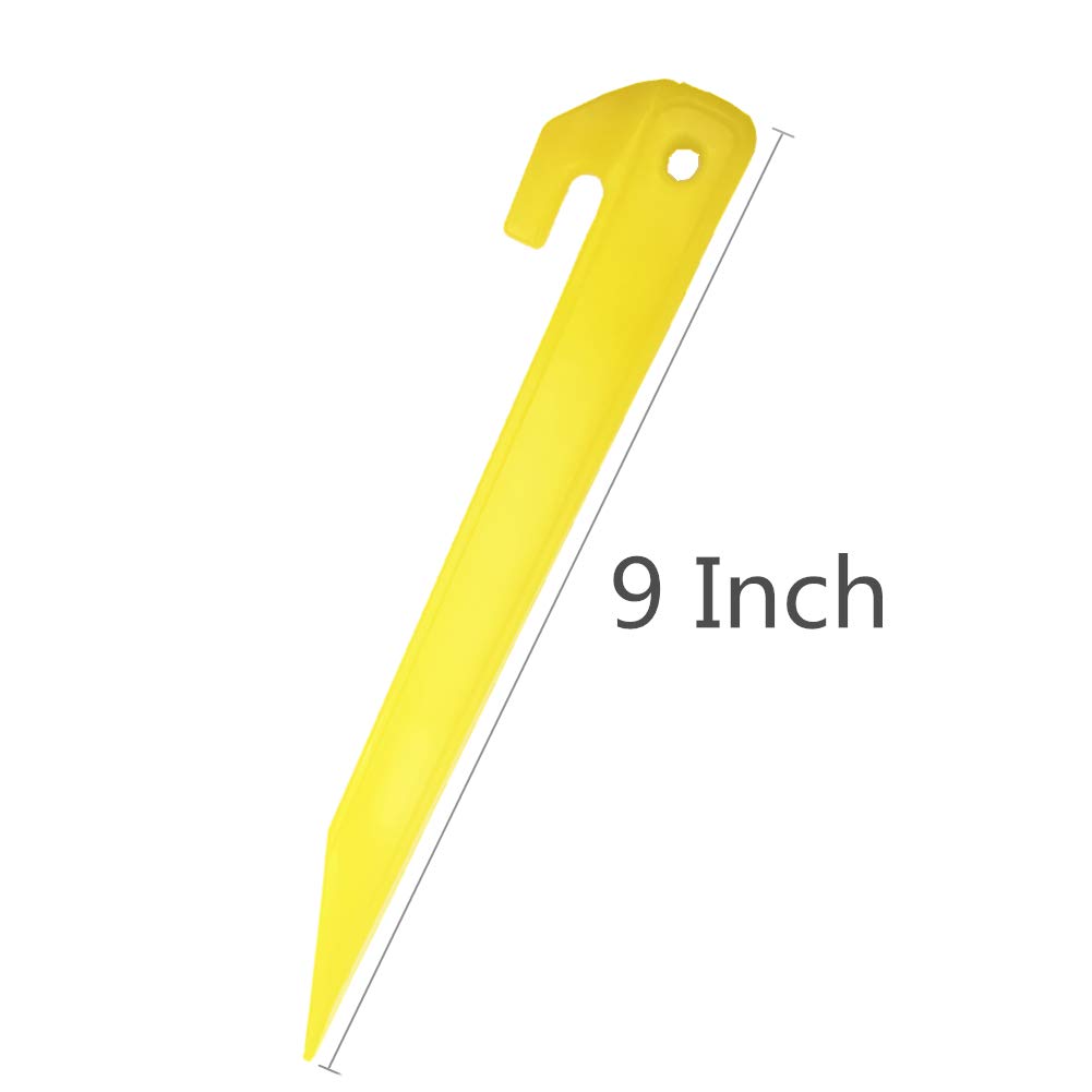9 Inch Plastic Tent Stakes -12 Pcs Heavy Duty And Larger Durable Tent Pegs Spike Hook For Campings Outdoor And Garden Lawn, Stur
