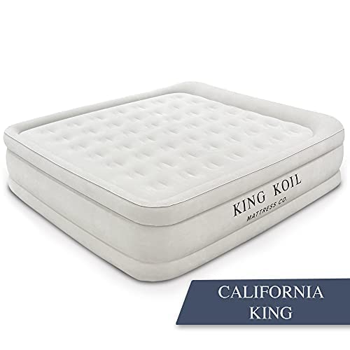 King Koil Luxury California King Air Mattress With Built-In Pump For Home, Camping & Guests - 20 King Size Inflatable Airbed Lux