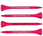 100 Count Personalized 2 3/4'' Pink Wooden Golf Tees Upload Your Own Text
