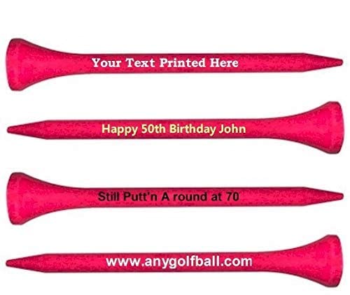 100 Count Personalized 2 3/4'' Pink Wooden Golf Tees Upload Your Own Text