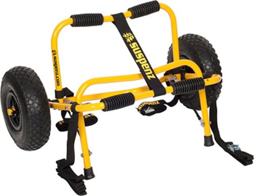 Suspenz Kayak Canoe Transport Trailer, Dlx Kayak Cart, Trolley With Airless Wheels And Straps, Weight Capacity 150 Lbs, Yellow (