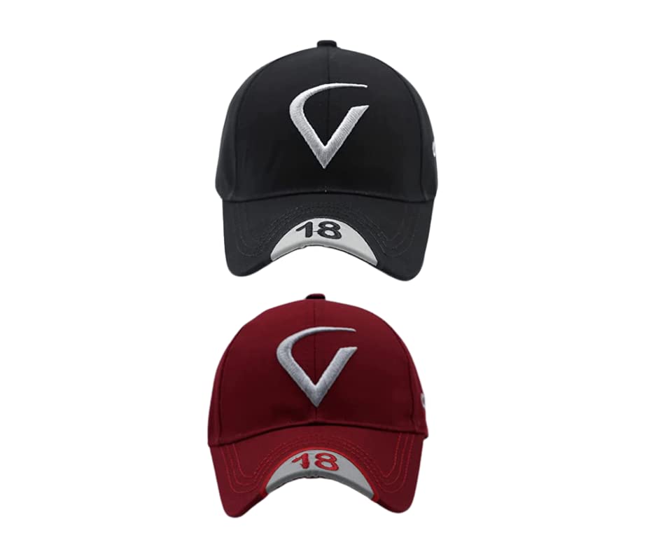 Cap For Men And Women Virat Cotton Blend Cap Use For Sports Cricket All Outdoor Indoor Activities (Black V Maroon V)