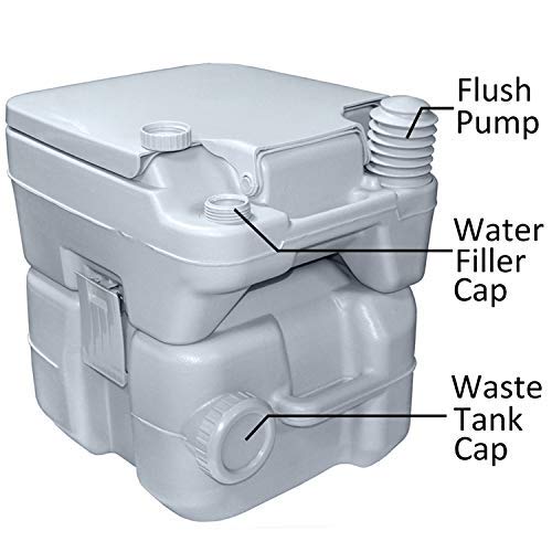 Hongk- 5 Gallon 20L Portable Toilet Flush Travel Camping Commode Potty Outdoor/Indoor