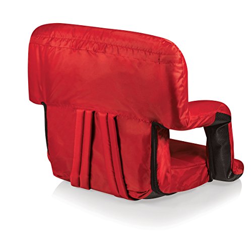 Oniva - A Picnic Time Brand Ventura Reclining Stadium Seat With Back Support - Bleacher Seat - Beach Floor Chair, (Red)