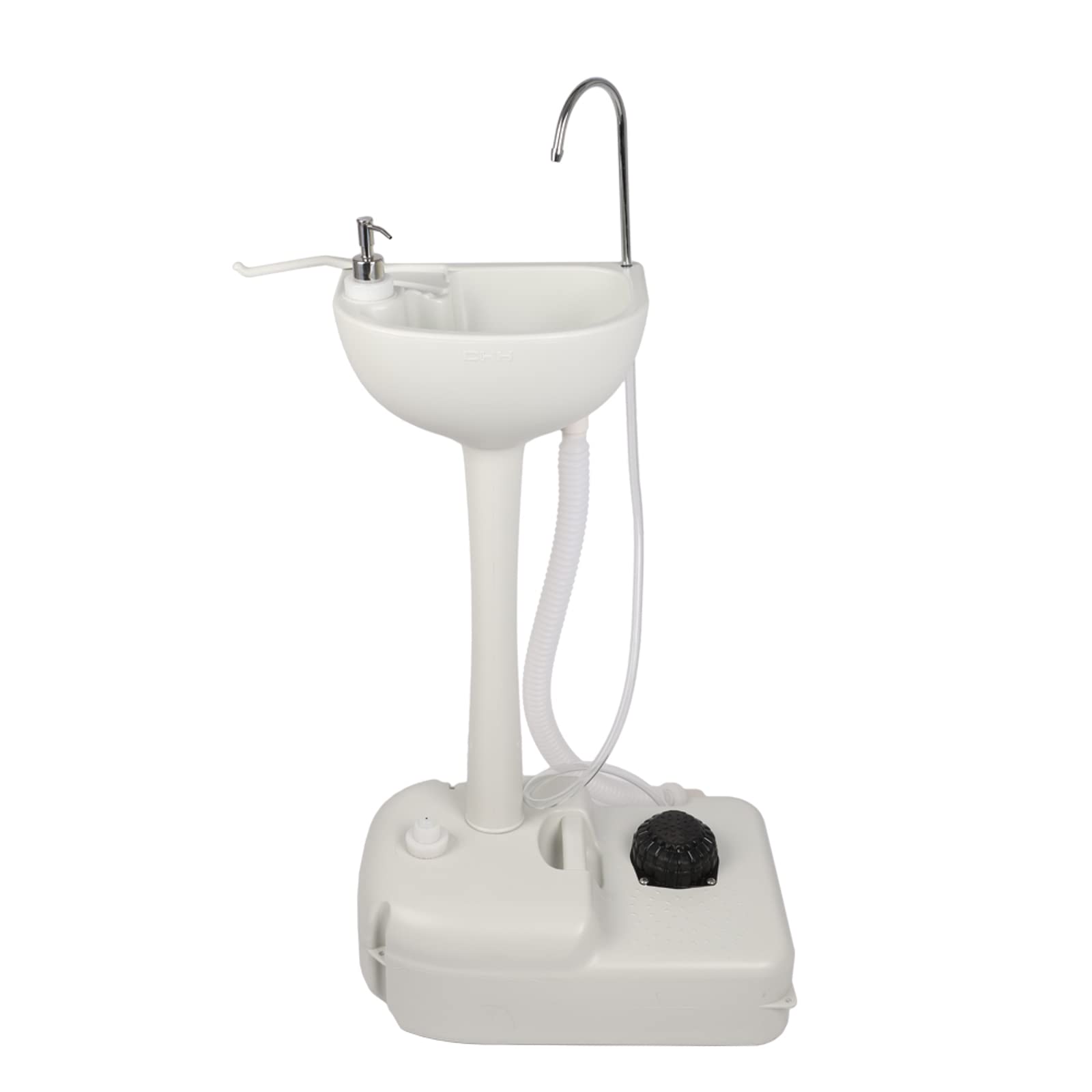 Outvita Portable Camping Sink W/ 19L Water Tank Rolling Wheels Towel Holder Soap Dispenser Faucet, Outdoor Foot Pump Washing Sta