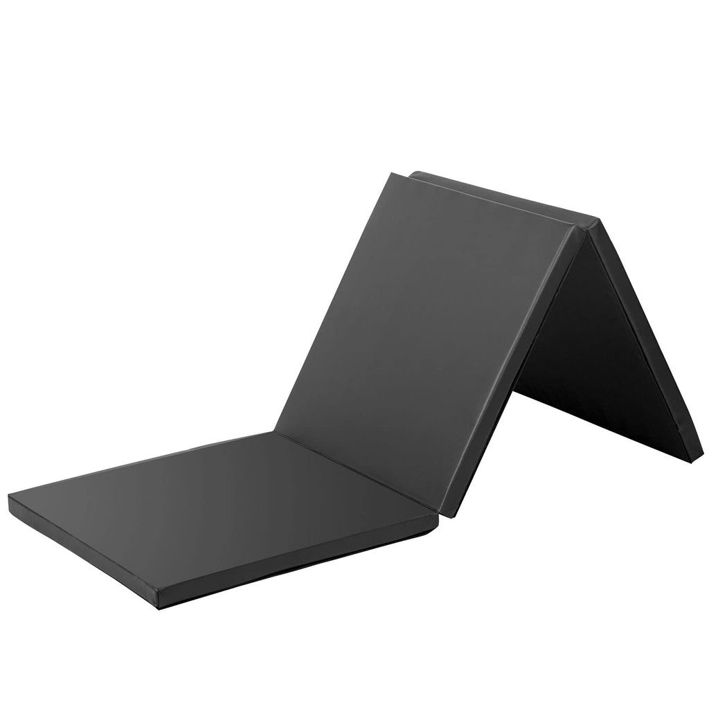 Gymnastics Tumbling Mats Portable Gymnastics Mat 3 Folding Tumbling Mat 2x6x1.6Thick Yoga Mat PU Leather Exercise Mat with Car