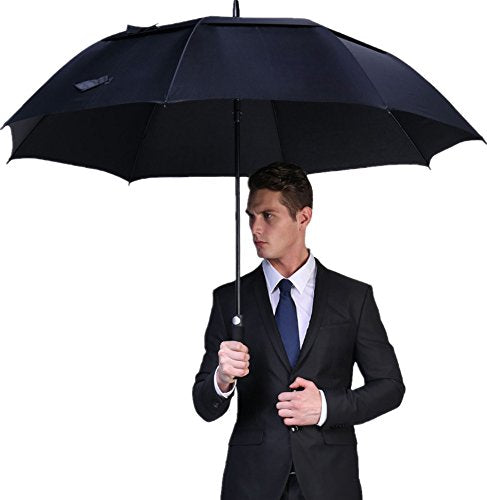 G4Free 68 Inch Automatic Open Golf Umbrella Double Canopy Extra Large Oversize Windproof Waterproof Stick Umbrellas(Navy Blue)