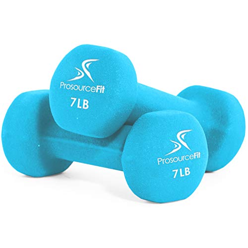Prosourecefit Set Of Two Neoprene Dumbbells, Sky Blue, 7 Pounds (Ps-1147-Neo-Sky)