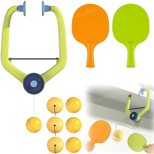 Toyshine Portable Indoor Hanging Table Tennis Adjustable Training Device Ping Pong Trainer With 6 Balls And 2 Tt Rackets