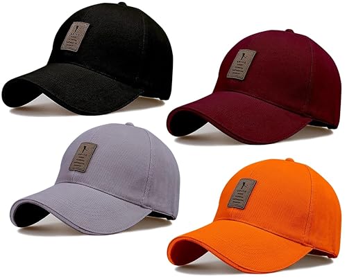 Classymessi Combo Pack Of 4 Ediko Caps Fit For MenS And WomenS Quick Drying Adjustable Uv Protection Cotton Cap (Black Grey O