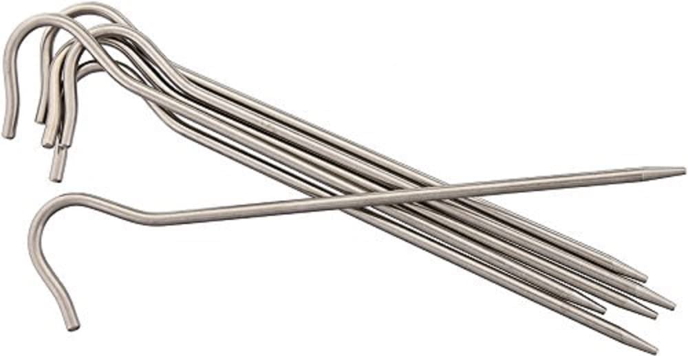 Vargo Titanium Shepherds Hook Stake (6-Pack)  Lightweight Tent Stakes  0.3 Ounces (8 Grams) Each  6.5L X 0.14D (165 X 3.5Mm)  Mo