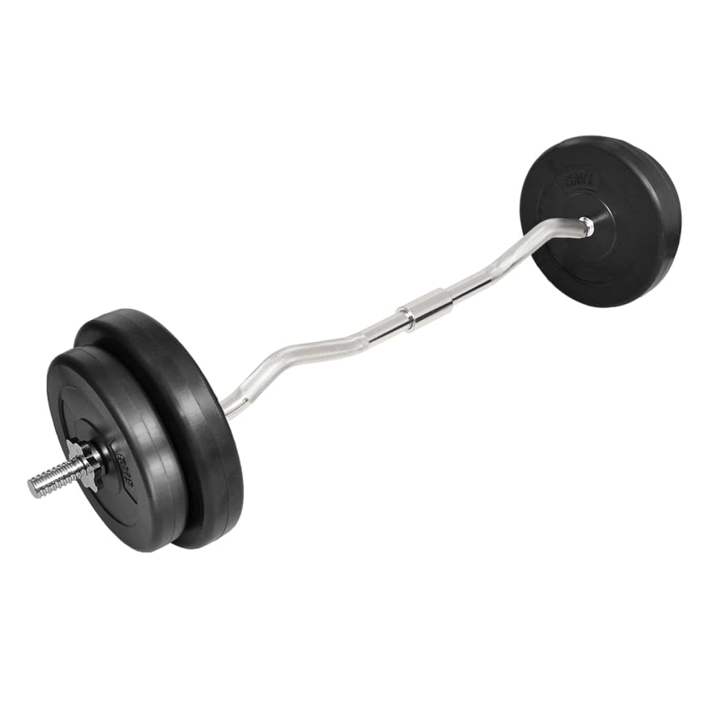 Vidaxl Metal Dumbbell Set With Curl Bar And Weights 66.1 Lb - Personal Home Gym Equipment With Noise-Reduction Casing