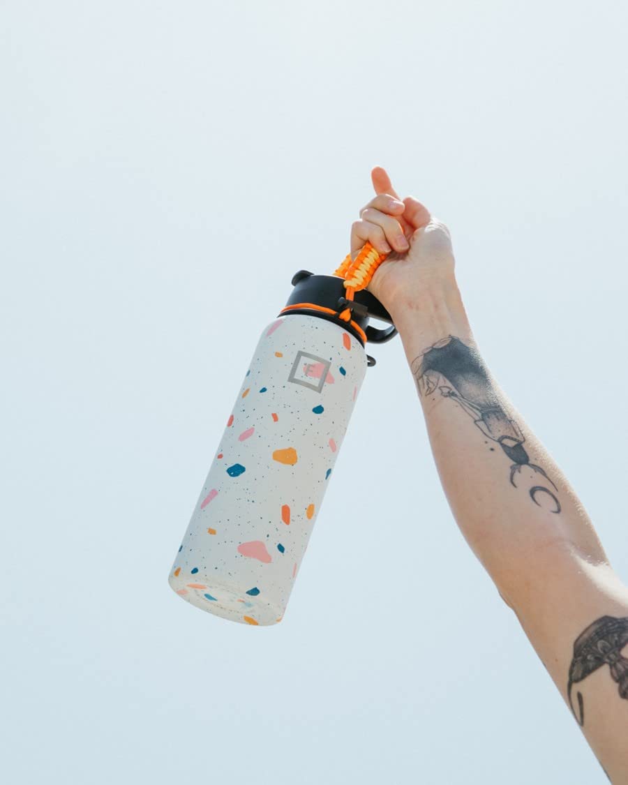 Iron       Flask Paracord Handle - Fits Wide Mouth Water Bottles - Durable Carrier, Secure Accessories, Survival Strap Cord, Saf