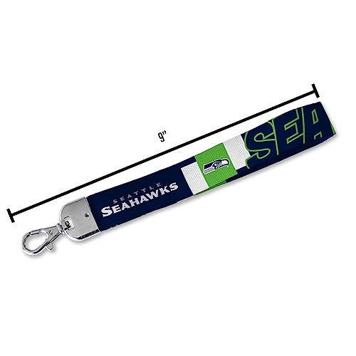 Rico Industries Nfl Football Seattle Seahawks Standard Wrist Lanyard Key Chain, Cute Wristlet Strap Keychain Holder For Women Me
