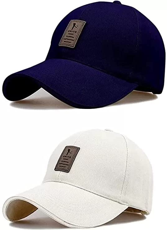 Selloria Brand A Soft Cotton Adjustable Unisex Cap Quick Drying Sun Hat Protection For Men And Women (Freesize) (Navy Blue & Whi