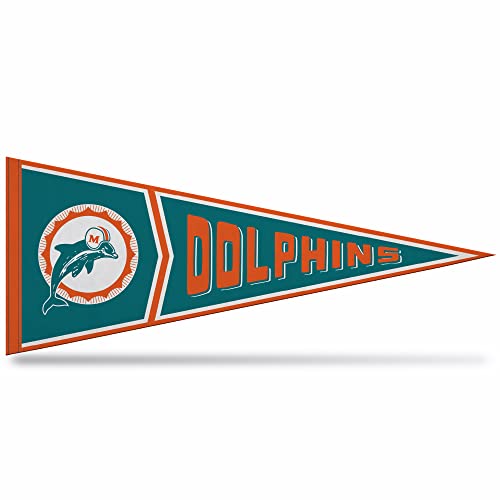 Rico Industries Nfl Football Miami Dolphins Retro - Alt 12'' X 30'' Felt Wall D  Cor Pennant - Great For Home/Bed Room/Man Cave