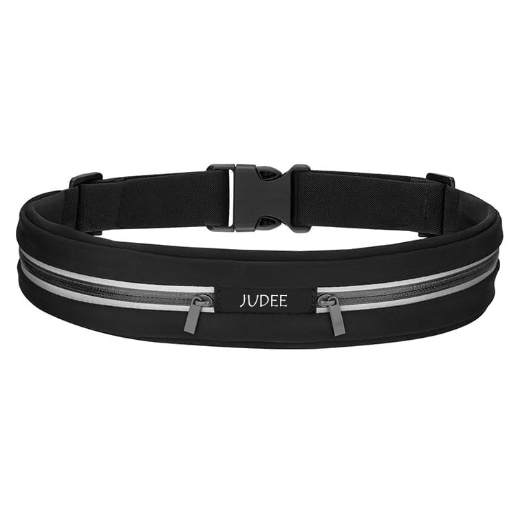 Judee Running Belt Waist Pack With Adjustable Strap And 2 Independent Large Pockets  Water Resistant, Lightweight And Perfect F