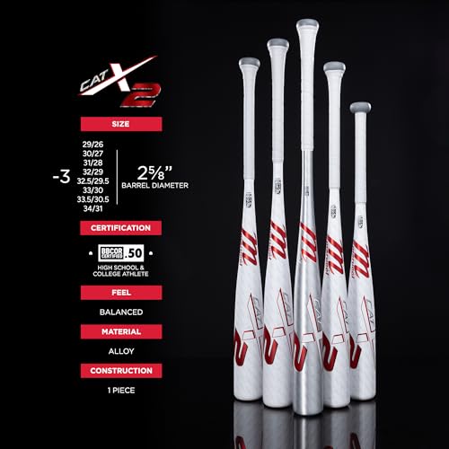 Marucci CATX2 Baseball Bat, 2 5/8 Barrel, -3 Drop, BBCOR Certified, Balanced