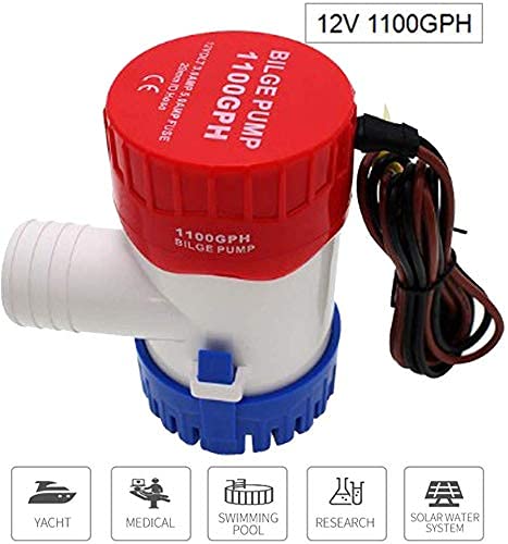 Maxzone Boat Bilge Water Pump 12V 1100Gph Non-Automatic Marine Electric Bilge Pump For Ponds, Pools, Spas Silent, Boat Caravan R