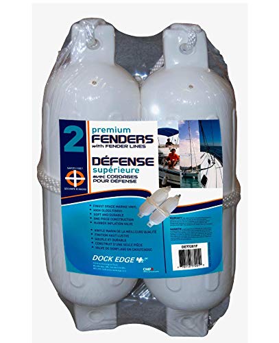 Dock Edge + Twin Eye, Dolphin Boat Fender, Ribbed, 5.5''X20'', White, 2-Pack