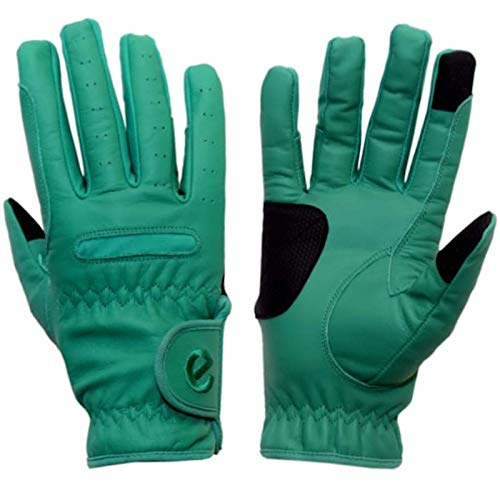 eGlove eQUEST GripPro Leather Touchscreen Horse Riding Gloves (Jade Green, X-Small)