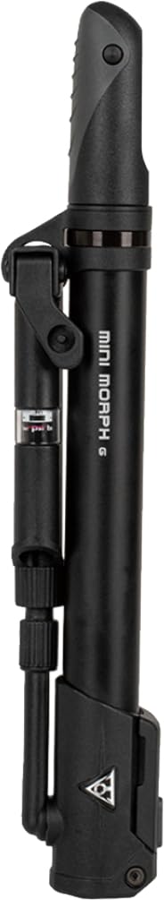 Topeak Mini Morph G (TMM-2GB) - Compact Dual-Action Mini Floor Bike Pump with In-Line Gauge (140 PSI / 9.6 Bar), Fold-Out Foot P