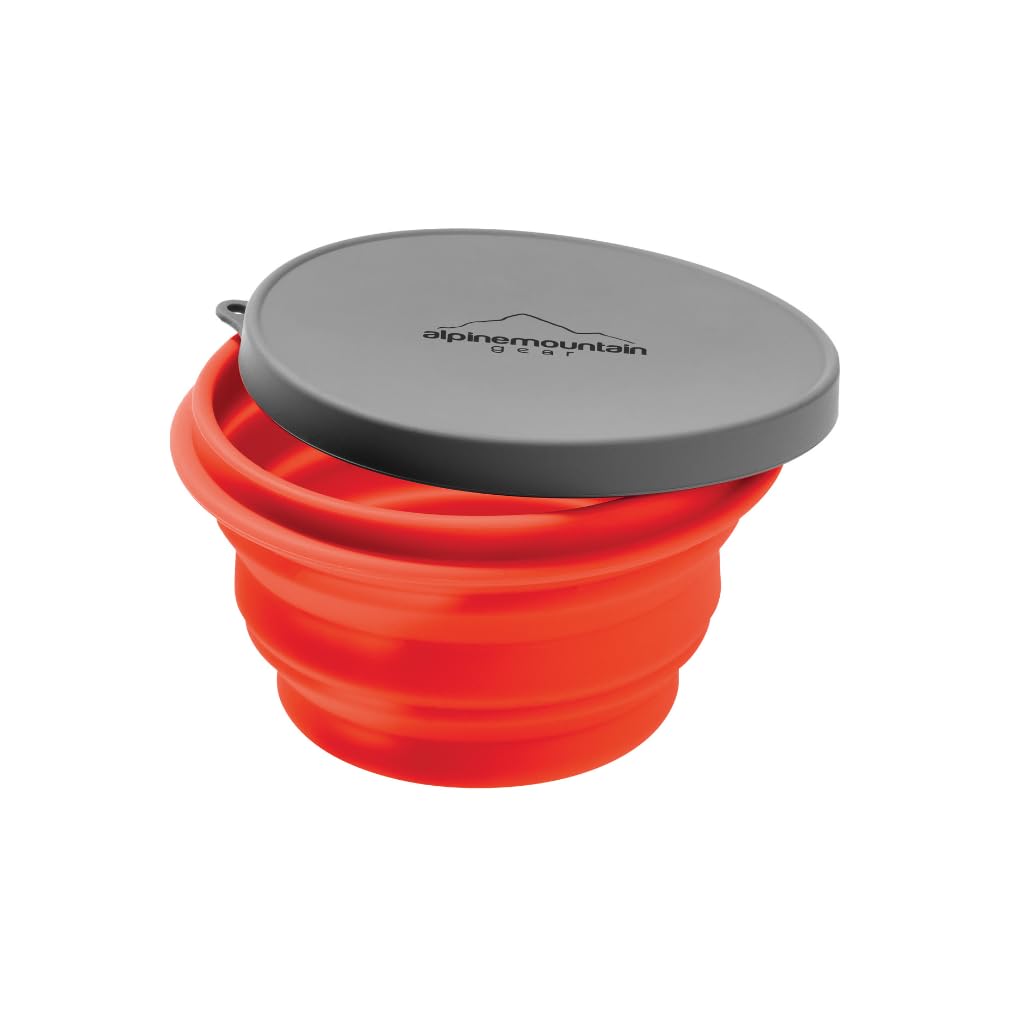 Collapsible Silicone Bowl With Lid For Camping And Backpacking - Camping Dishware Gear Essentials In Small/Red (Made By Caddis S