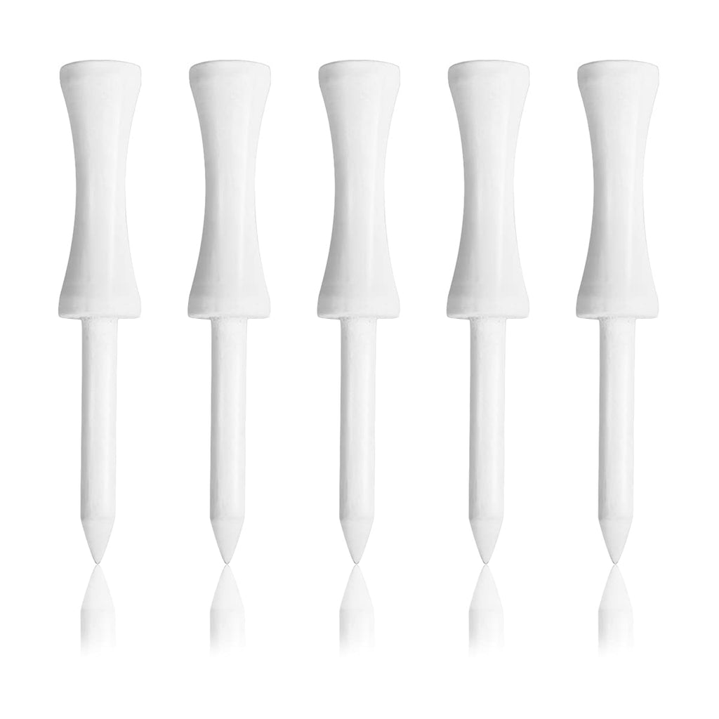 Zivisk Bamboo Golf Tees 3-1/4 Inch 100 Count Wooden Tall Step Down Castle Tees Golf (White,83Mm)