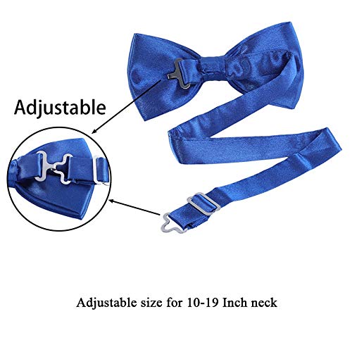 Awaytr Mens Pre Tied Bow Ties For Wedding Party Fancy Plain Adjustable Bowties Necktie (Dark Navy Blue)