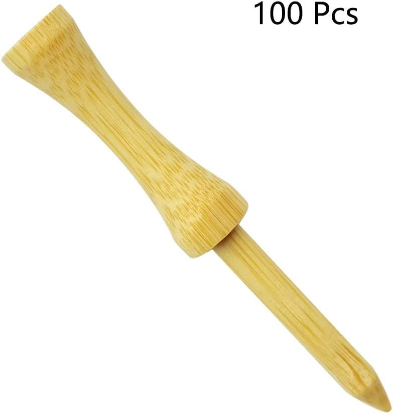 Zivisk Bamboo Golf Tees 2-3/4 Inch 100 Count Wooden Tall Step Down Castle Tees Golf (Natural Color)