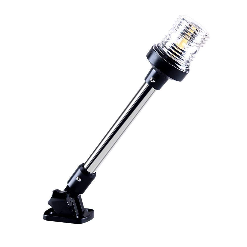 Sebnux White LED Fold Down Boat Stern Light Boat Anchor Light for Pontoon and Fishing Boat (9)