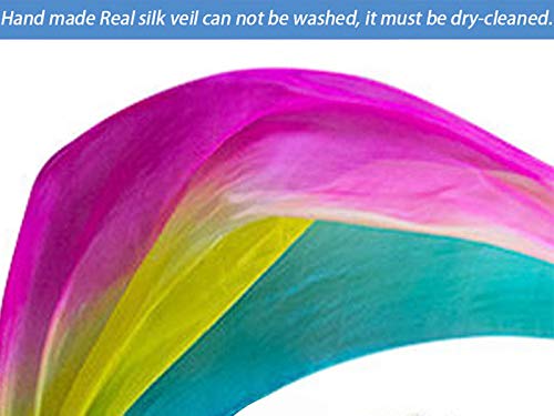 Kikigoal 2Pcs 2.5X0.9M/98.43''X35.43'' Multi-Color Dance Silk Veil Poi (2.5X0.9M/98.43''X35.43'', Pink Yellow Blue)