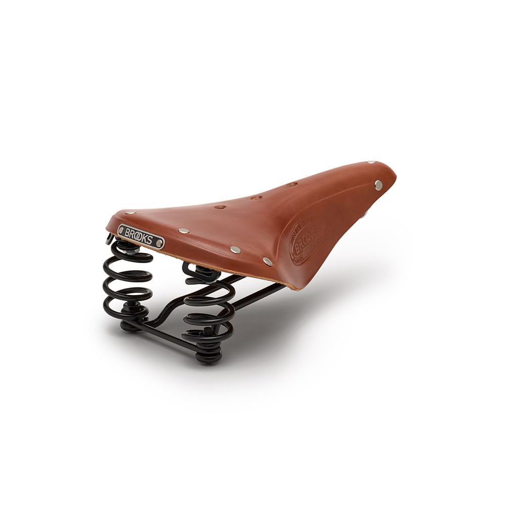 Brooks England Flyer, Touring Leather Handmade Bike Saddle With Suspension Springs, Honey, One Size