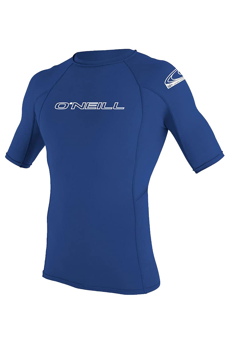 ONeill Mens Basic Skins UPF 50+ Short Sleeve Rash Guard, Pacific, Small