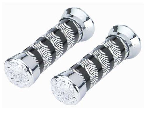 Lowrider Grips Swirl Black/Chrome 9518 Eagle. Bike Grips, Bicycle Grips, Grips, Beach Cruiser Grips, Mountain Bike Grips