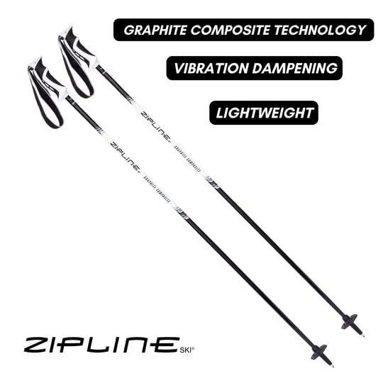 Ski Poles Graphite Carbon Composite - Zipline Lollipop U.S. Ski Team Official Supplier (Black Liquorice, 46'' In./117 Cm)