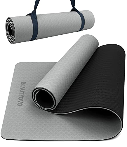 Yoga Mat With Strap, 1/3 Inch Extra Thick Yoga Mat Double-Sided Non Slip, Professional Tpe Yoga Mats For Women Men, Workout Mat 