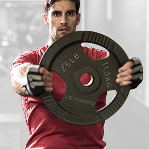Gymenist Single Exercise Metal Weight Plates For Olympic 2 Inch Barbells (5-Lb Pair), Gray (Gwp405-5-Pair)