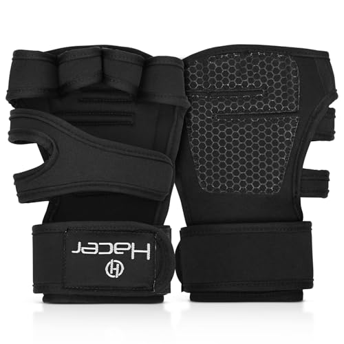 Hacer Gym Gloves Weight Lifting Hand Grips With Wrist Wrap Support Half Finger Crossfit Glove For Workout Exercise Fitness Train