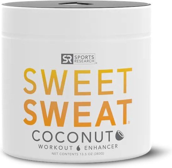 Sports Research Sweet Sweat Workout Enhancer Anti-Chafing Gel - Maximize Your Exercise & Sweat Faster - 13.5Oz Jar (Coconut Scen