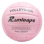 Runleaps Volleyball, Waterproof Indoor Outdoor Volleyball For Beach Game Gym Training (Official Size 5, Pink)