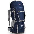 MOUNTAINTOP 70L Internal Frame Hiking Backpack for Men Women with Rain Cover Sapphire Blue