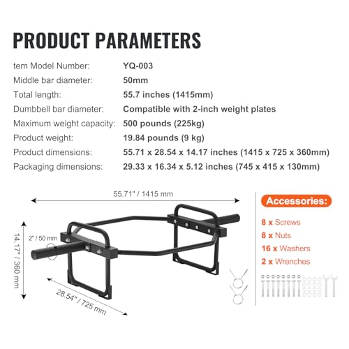 Vevor Trap Bar, 500 Lbs Hex Barbell Trap Bar, 55.7'' Squat Deadlift Barbell, 25Mm Diameter Weight Lifting Strength Training Shru