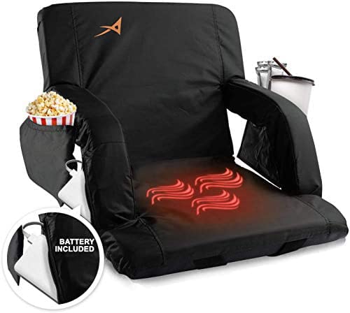 Heated Stadium Seats for Bleachers with Back Support - USB Battery Included - Upgraded 3 Levels of Heat - Foldable Chair - Cushi