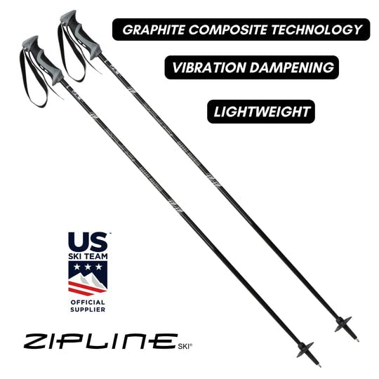 Ski Poles Graphite Carbon Composite - Zipline Lollipop U.S. Ski Team Official Supplier (Black Carbon Weave, 40'' In./102 Cm)