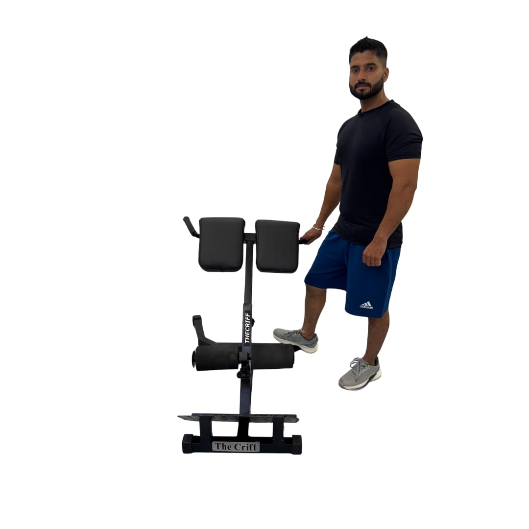 Thecriff Hyperextension Roman Chair Bench For Back Workout | 2X2 Pipe Structure | Powder Coated | Lower Back & Core Exercise Equ