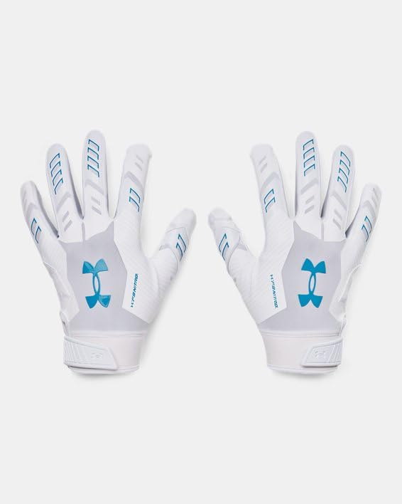 Under Armour Men'S F9 Nitro Novelty Football Gloves, (105) White/Distant Gray/Metallic Taupe, Small