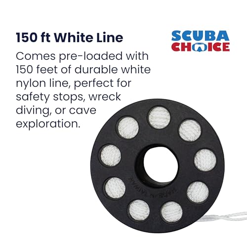 Scuba Choice Scuba Diving Compact Finger Spool, 150, White Line