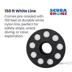 Scuba Choice Scuba Diving Compact Finger Spool, 150, White Line