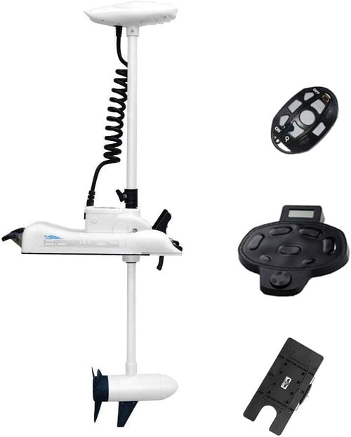 Aquos Haswing White 12V55Lbs 54Inch Bow Mount Trolling Motor With 2.4G Remote Control, Wireless Foot Control, Quick Release Brac